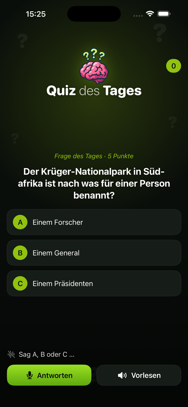 Frage des Tages in der App